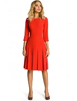M336 Šaty se spadlým pasem a záhyby - červené