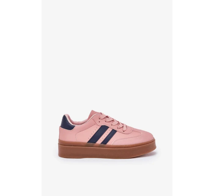 Dámské tenisky na platformě z eko kůže Ediriella – růžové Dámské tenisky na platformě z eko kůže Ediriella – růžové