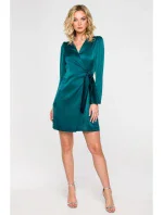 Dámské zavinovací šaty model 20081242 Tmavě smaragd zelené - Makover Dámské zavinovací šaty model 20081242 Tmavě smaragd zelené - Makover