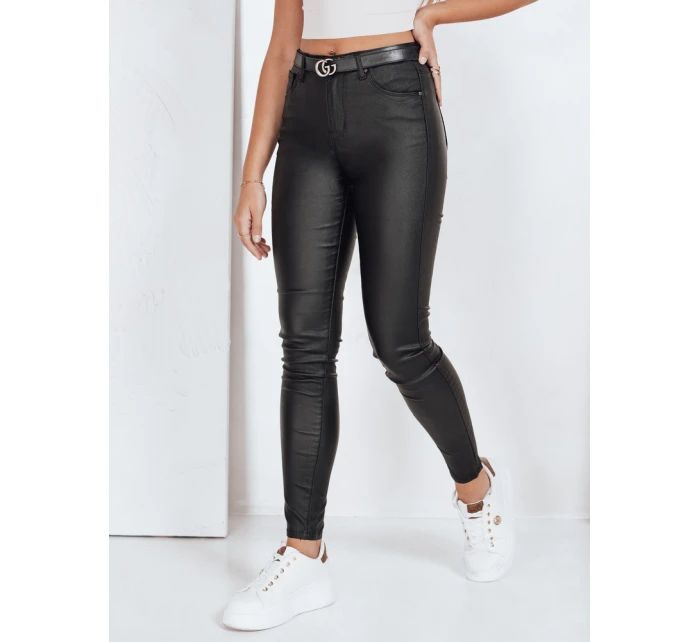 Trubkové kalhoty z ekokůže černé FashionStreet UY2764 Trubkové kalhoty z ekokůže černé FashionStreet UY2764