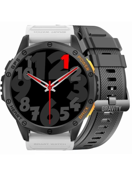 GRAVITY GPS GT24-2 Pánské chytré hodinky Černý silikonový řemínek + bílý silikonový řemínek GRAVITY GPS GT24-2 Pánské chytré hodinky Černý silikonový řemínek + bílý silikonový řemínek
