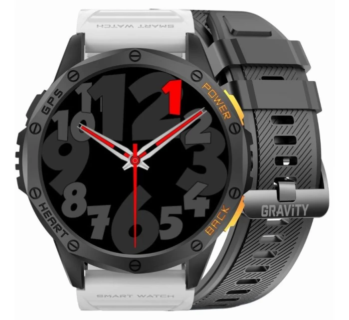 GRAVITY GPS GT24-2 Pánské chytré hodinky Černý silikonový řemínek + bílý silikonový řemínek GRAVITY GPS GT24-2 Pánské chytré hodinky Černý silikonový řemínek + bílý silikonový řemínek
