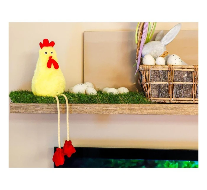 SEDÍCÍ SLEPICE 18CM JARNÍ DEKORACE