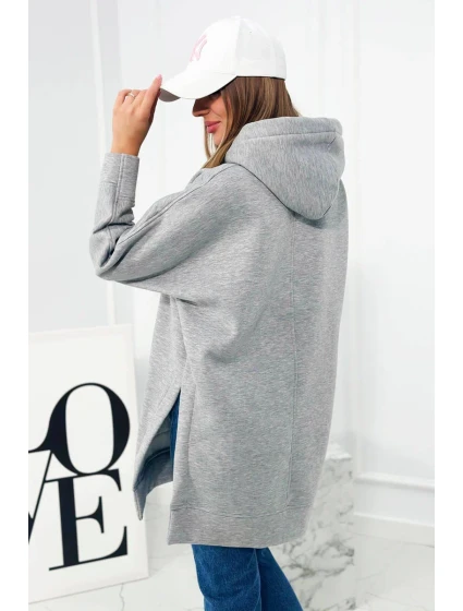 Zateplená mikina s bočními rozparky šedá Zateplená mikina s bočními rozparky šedá