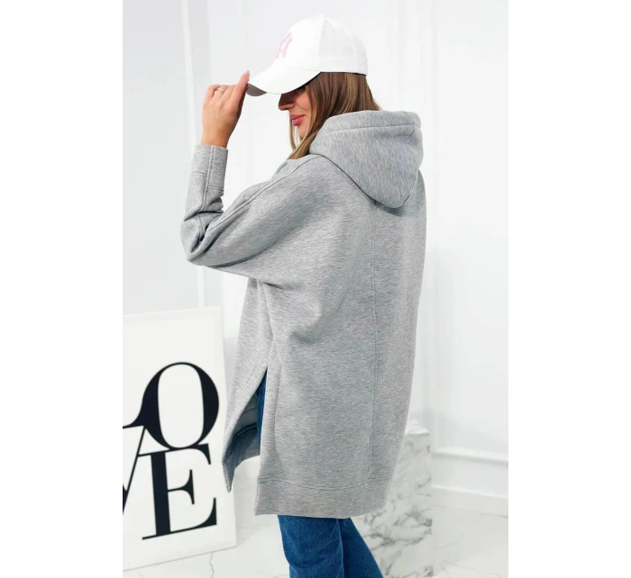 Zateplená mikina s bočními rozparky šedá Zateplená mikina s bočními rozparky šedá