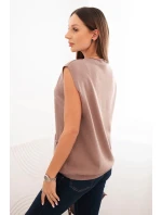 Dámský model 21410334 viskózový svetr s kapsami a V výstřihem fango - K-Fashion Dámský model 21410334 viskózový svetr s kapsami a V výstřihem fango - K-Fashion