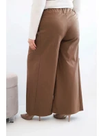 Dámské kalhoty Plus Size s širokými nohavicemi a plisováním camelové