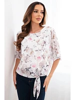 Dámská květinová halenka se zavazováním dole camelová Dámská květinová halenka se zavazováním dole camelová