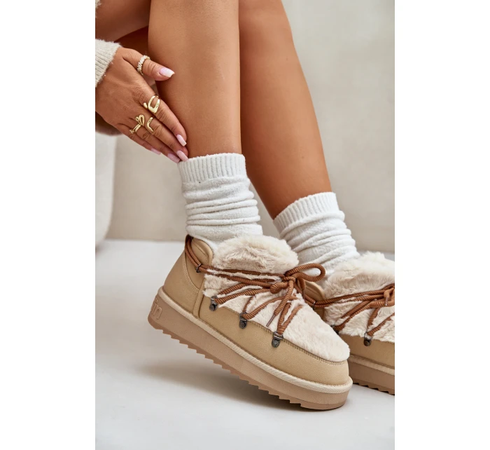 Nízké Sněhule Na Platformě S Kožešinou Béžové model 21674751 - D.Franklin