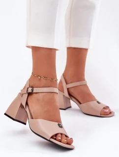 Dámské Sandály Na Podpatku model 21695078 Béžové - VINCEZA