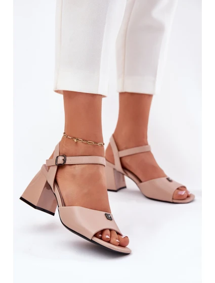 Dámské Sandály Na Podpatku model 21695078 Béžové - VINCEZA