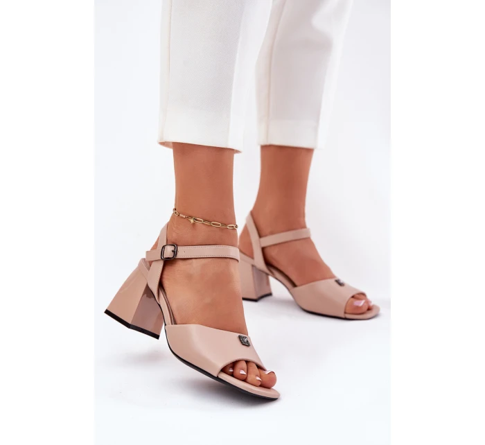 Dámské Sandály Na Podpatku model 21695078 Béžové - VINCEZA