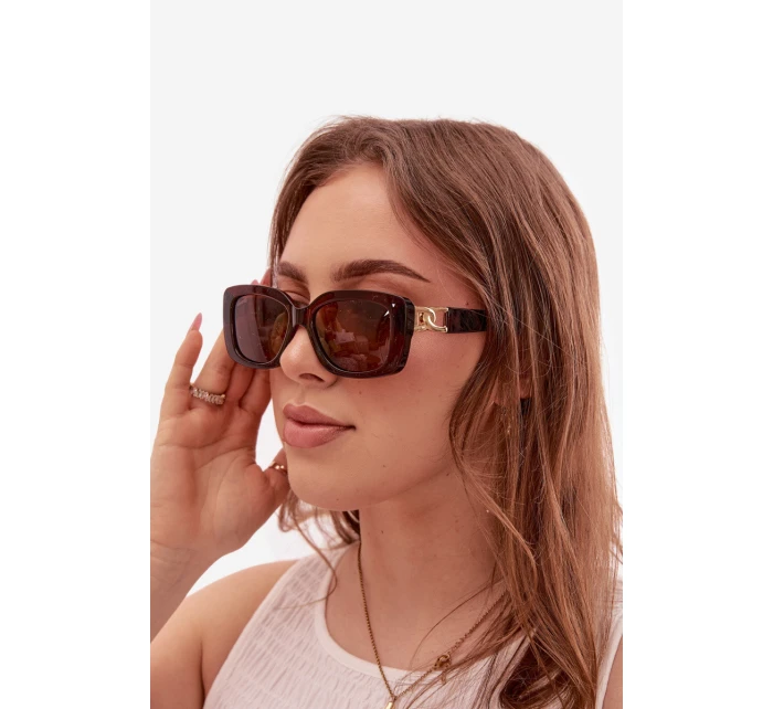 Dámské sluneční brýle s zlatým detailem Hnědé