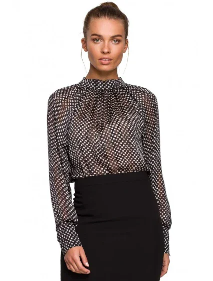 S235 Chiiffonová halenka se zavazováním na zádech - model 1