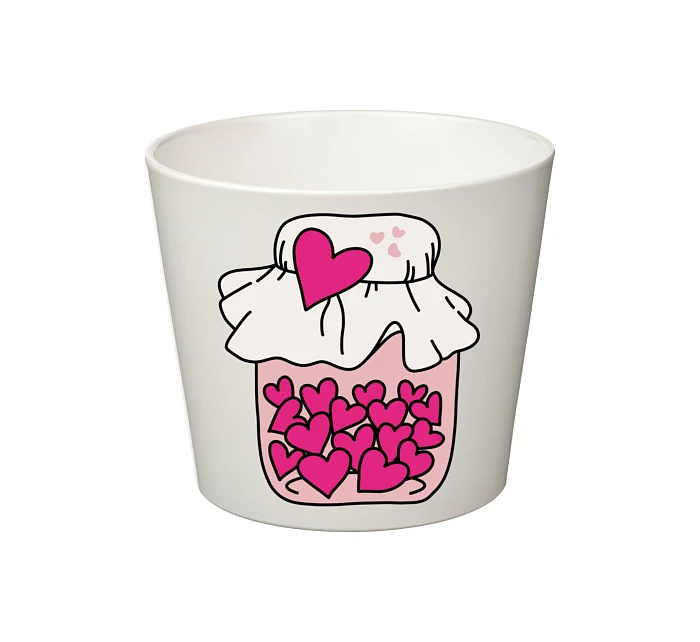 SKLENICE SE SRDÍČKY - malý květináč 