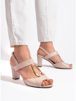 Praktické dámské hnědé  sandály na širokém podpatku