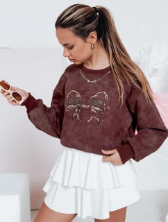 Dámská krátká oversize mikina s kravatovým motivem DENVIS vínová FashionStreet BY1423