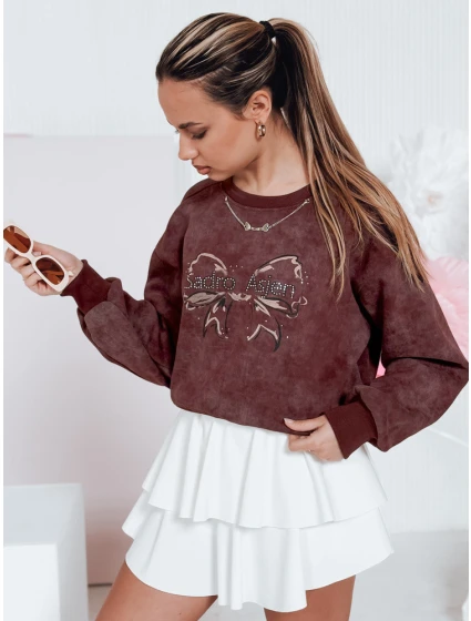 Dámská krátká oversize mikina s kravatovým motivem DENVIS vínová FashionStreet BY1423