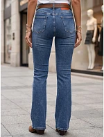 Dámské džíny s rozšiřujícími se nohavicemi a páskem, modré, FashionStreet UY3132 Dámské džíny s rozšiřujícími se nohavicemi a páskem, modré, FashionStreet UY3132