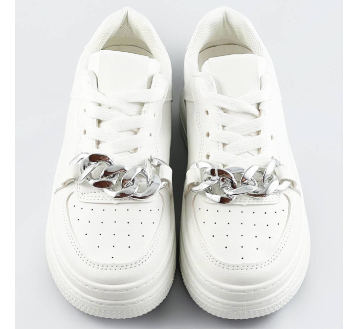 Bílé dámské sportovní boty s řetízkem (B-545)