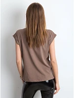 Hnědé bavlněné tričko tshirt s ohrnutými Feel Good model 21470505 - Factory Price Hnědé bavlněné tričko tshirt s ohrnutými Feel Good model 21470505 - Factory Price