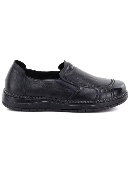 Pohodlné černé dámské kožené polobotky bez šněrování model 22343110 - VINCEZA Pohodlné černé dámské kožené polobotky bez šněrování model 22343110 - VINCEZA