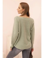 Svetr dámský z viskózy s výstřihem do V světle khaki