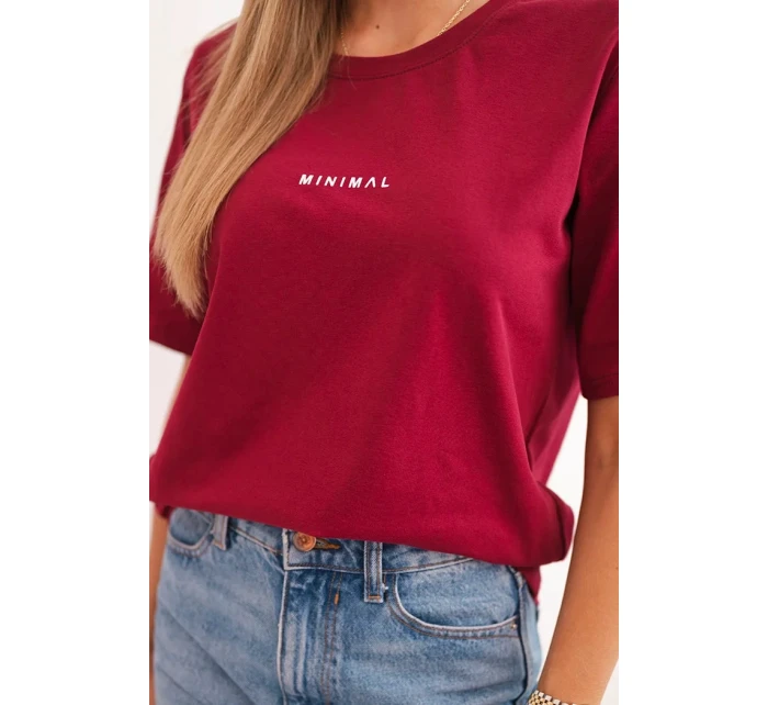 Dámská bavlněná blůza s potiskem Minimal bordová