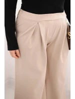 Dámské kalhoty Plus Size s širokými nohavicemi a model 21728707 béžové - K-Fashion