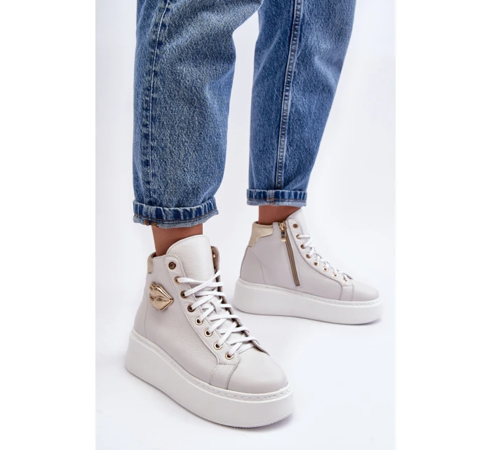 Dámské vysoké tenisky na zip Lemar bílé model 21637631 - Boto Dámské vysoké tenisky na zip Lemar bílé model 21637631 - Boto