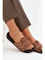 Dámské pantofle Eko semiš s pásky hnědé model 21918915 - Boto