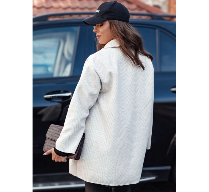 ELEGANTWAY dámský oversize kabát ve tvaru rybí kosti béžový FashionStreet NY0698