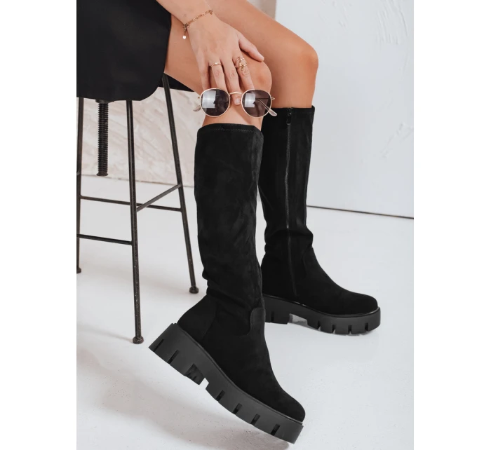 Dámské semišové boty na platformě černé FashionStreet ZY1103