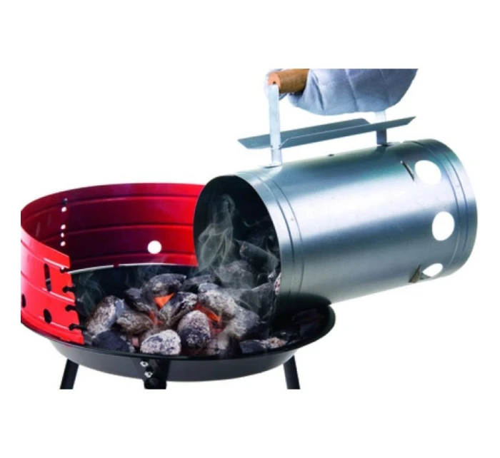 KOMÍNOVÝ PODPALOVAČ PRO GRILOVÁNÍ 27,5 CM VYSOKÝ S DŘEVĚNOU RUKOJETÍ