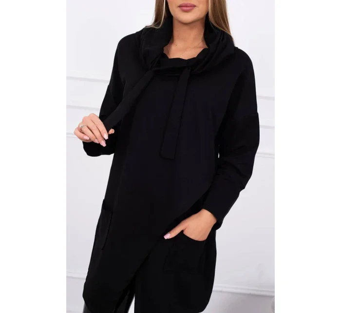 Oversize tunika s obálkou vpředu černá