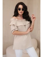 Španělská halenka s ozdobným volánem béžový