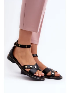 Zazoo 40378 Ploché Dámské Kožené Sandály Černé