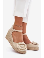 Dámské Sandály Na Klínu S Pletením A Háčkovanou Květinou Béžové Ismilea Dámské Sandály Na Klínu S Pletením A Háčkovanou Květinou Béžové Ismilea