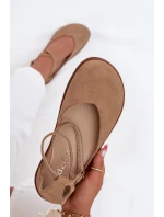 Semišové Baleríny Dámské S Pásky  Béžové model 21706966 - Zazoo