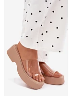 Dámské sandály na platformě s průhledným páskem Béžové Selestia Dámské sandály na platformě s průhledným páskem Béžové Selestia