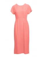 model 20966224 Tužkové šaty s rozparkem na boku oranžové - STYLOVE model 20966224 Tužkové šaty s rozparkem na boku oranžové - STYLOVE