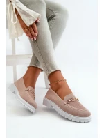 Dámské mokasíny na plochém podpatku se zlatými detaily, růžová Limentia Dámské mokasíny na plochém podpatku se zlatými detaily, růžová Limentia