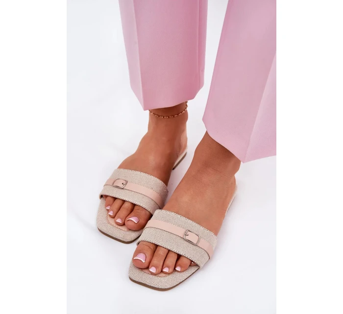 Dámské ploché pantofle s páskem a přezkou – béžové Zilina Dámské ploché pantofle s páskem a přezkou – béžové Zilina