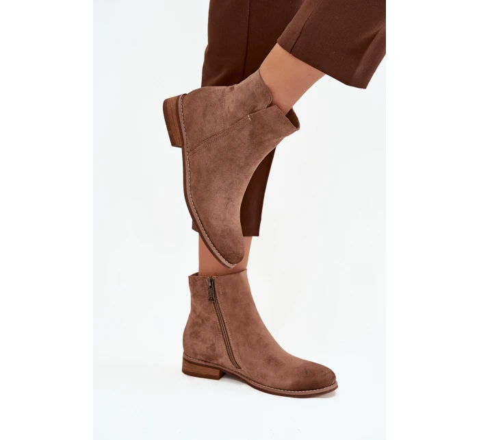 Dámské boty Vinceza – jasně hnědé, s nízkým podpatkem Dámské boty Vinceza – jasně hnědé, s nízkým podpatkem