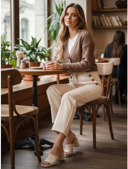 Dámský svetr béžový model 21982778 - Dstreet