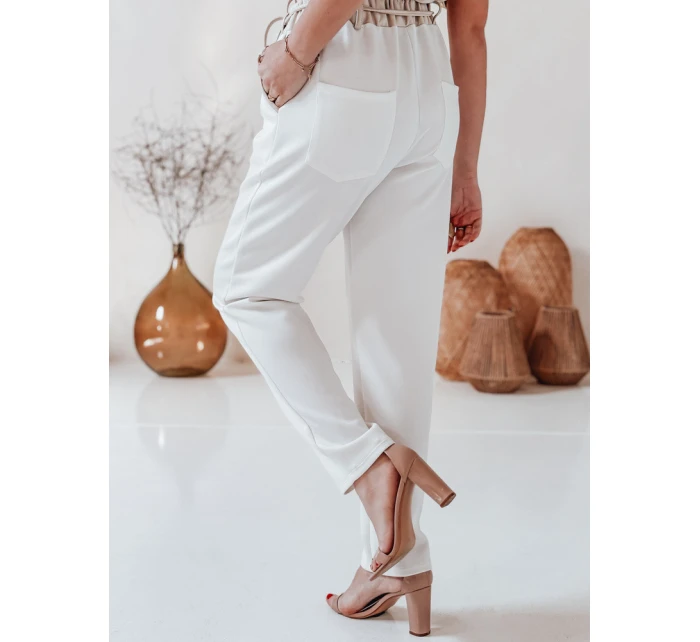 Dámské máslové kalhoty s květinami LEGISSA ecru FashionStreet UY2406 Dámské máslové kalhoty s květinami LEGISSA ecru FashionStreet UY2406