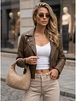 Dámská kožená bunda ve stylu Ramones, hnědá, FashionStreet TY5711 Dámská kožená bunda ve stylu Ramones, hnědá, FashionStreet TY5711