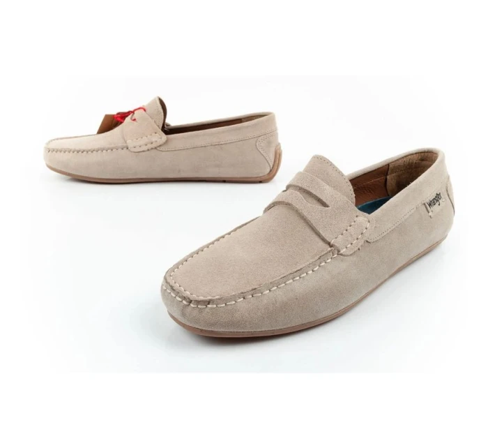 Wrangler pánské polobotky mokasíny Maifield Suede z přírodní kůže béžové barvy