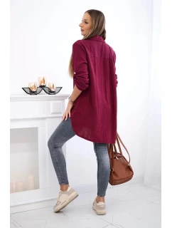 Bavlněná mušelínová košile burgundsko