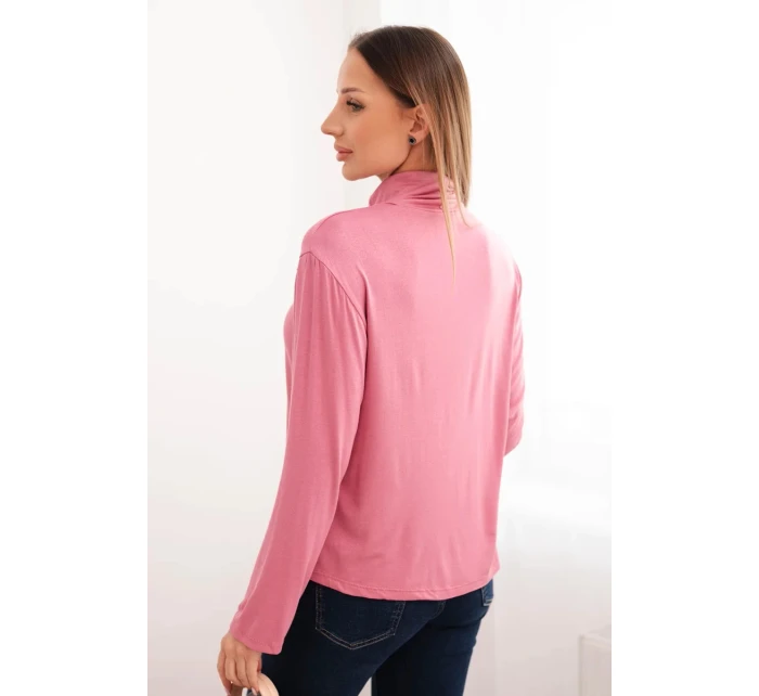 Dámská viskózová halenka s rolákem a dlouhým rukávem tmavě růžová Dámská viskózová halenka s rolákem a dlouhým rukávem tmavě růžová